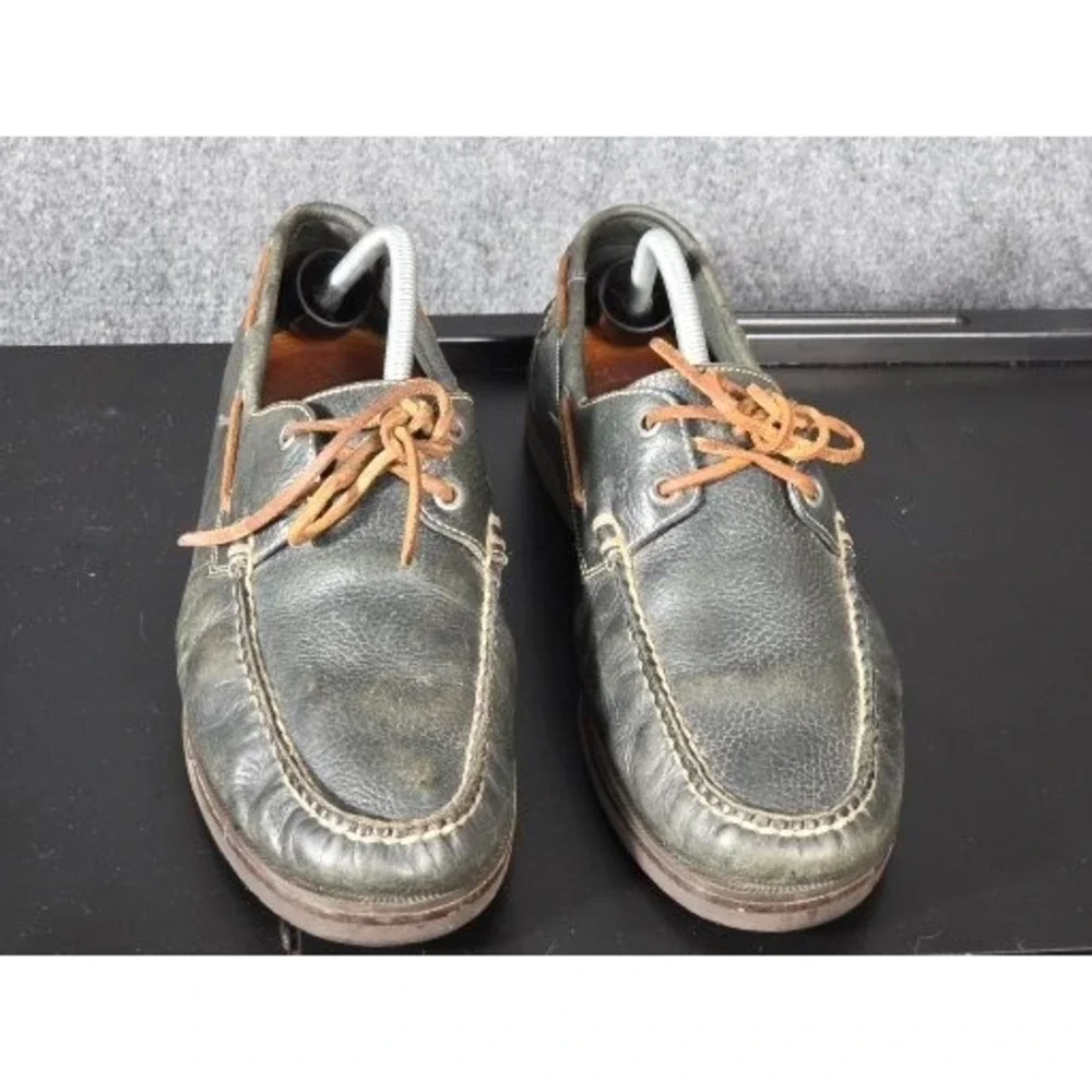Peter Millar Mens Green Pebbled‎ Leather Boat Shoes Vibram Gumlite Sz 11 Casual
